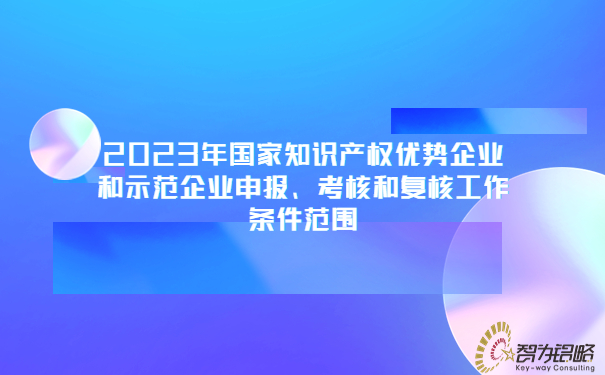 2023年國(guó)家知識(shí)產(chǎn)權(quán)優(yōu)勢(shì)企業(yè)和示范企業(yè)申報(bào)、考核和復(fù)核工作條件范圍